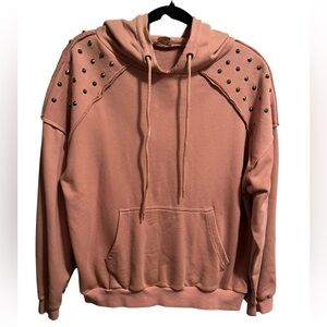 Women’s Fate Studded Size Small Dusty Rose Pullover Hoodie NWOT